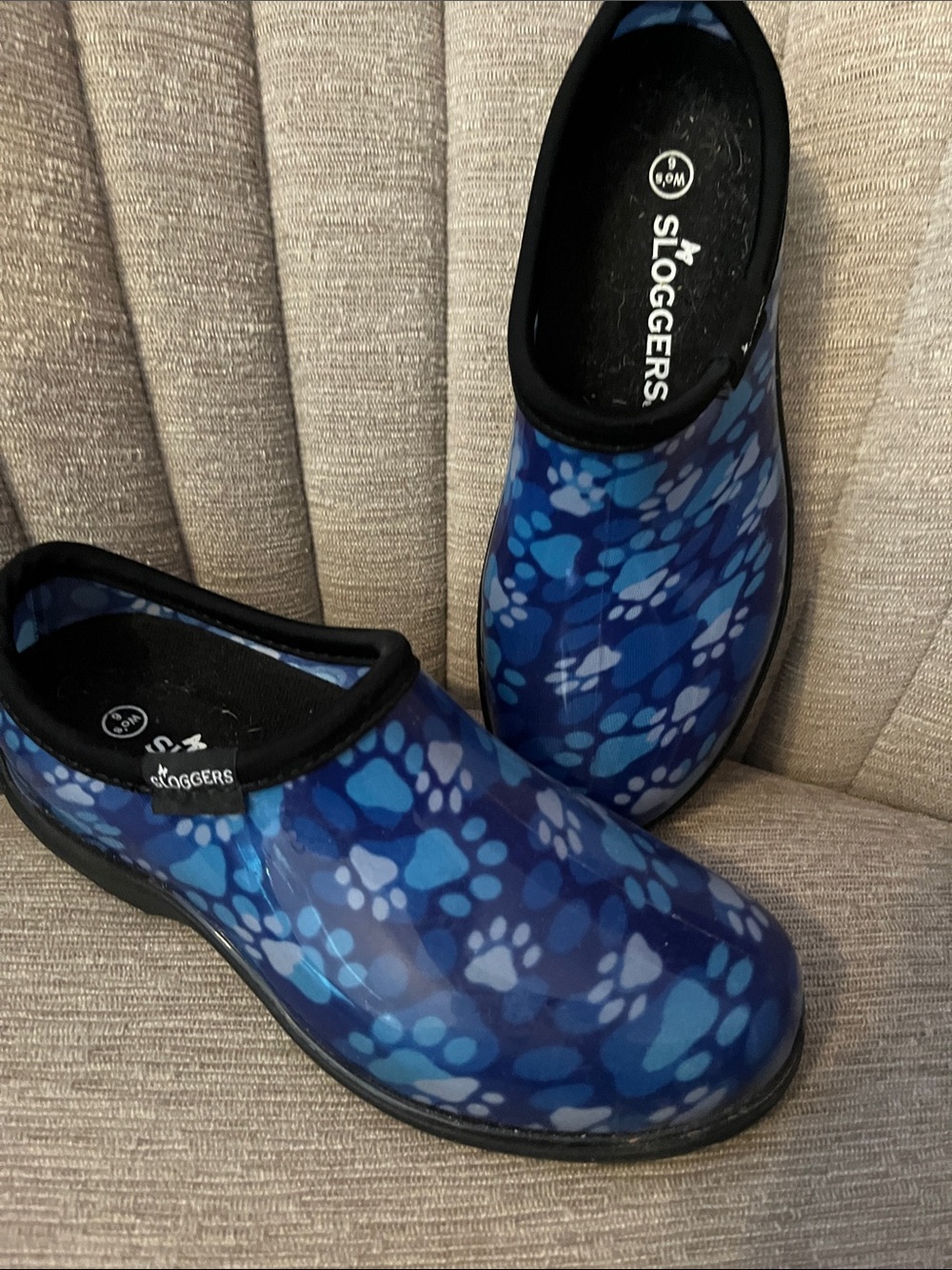 Sloggers Blue Pawprint Slip-On Garden Clogs